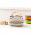 Vinsani Insulated Striped Canvas Thermal Lunch Bag Reusable Portable Cooler Bag Lightweight Convenient Foldable for Work School Picnic Office Adults & Kids – Cream