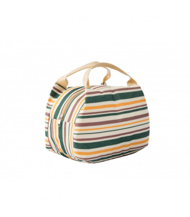 Vinsani Insulated Striped Canvas Thermal Lunch Bag Reusable Portable Cooler Bag Lightweight Convenient Foldable for Work School Picnic Office Adults & Kids – Cream