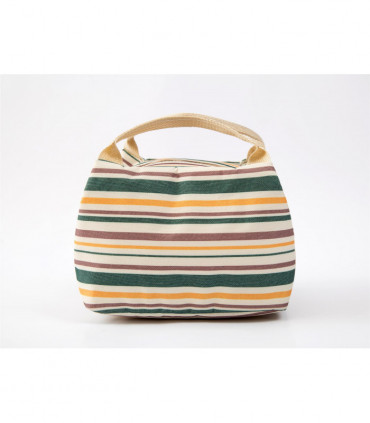 Vinsani Insulated Striped Canvas Thermal Lunch Bag Reusable Portable Cooler Bag Lightweight Convenient Foldable for Work School Picnic Office Adults & Kids – Cream