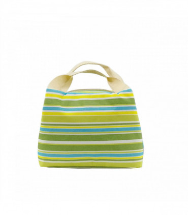 Vinsani Insulated Striped Canvas Thermal Lunch Bag Reusable Portable Cooler Bag Lightweight Convenient Foldable for Work School Picnic Office Adults & Kids – Striped Green