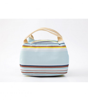 Vinsani Insulated Striped Canvas Thermal Lunch Bag Reusable Portable Cooler Bag Lightweight Convenient Foldable for Work School Picnic Office Adults & Kids – Striped Light Blue