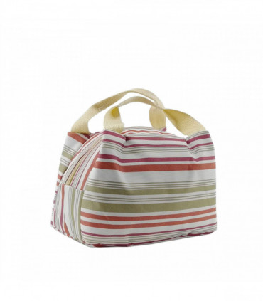 Vinsani Insulated Striped Canvas Thermal Lunch Bag Reusable Portable Cooler Bag Lightweight Convenient Foldable for Work School Picnic Office Adults & Kids – Striped Red