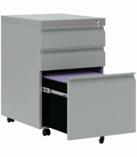 Vinsetto 3 Drawer File Cabinet, Lockable Metal Filling Cabinet, Grey