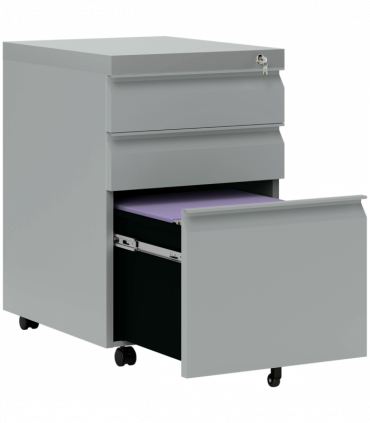 Vinsetto 3 Drawer File Cabinet, Lockable Metal Filling Cabinet, Grey