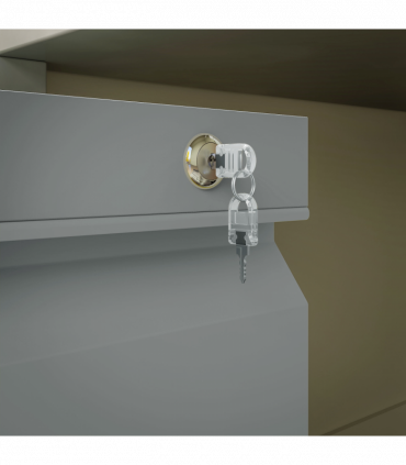 Vinsetto 3 Drawer File Cabinet, Lockable Metal Filling Cabinet, Grey