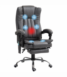 Vinsetto 6-Point Vibrating Heat Massage Chair w/ Microfibre Charcoal Grey