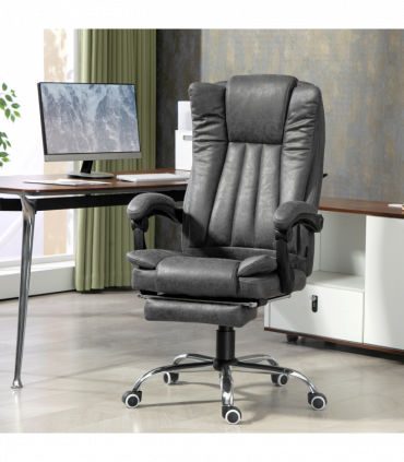 Vinsetto 6-Point Vibrating Heat Massage Chair w/ Microfibre Charcoal Grey