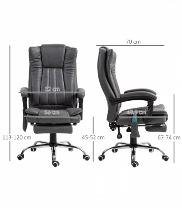 Vinsetto 6-Point Vibrating Heat Massage Chair w/ Microfibre Charcoal Grey