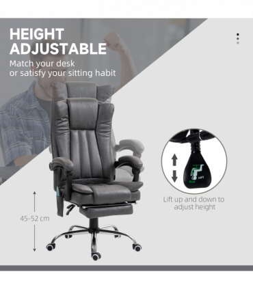 Vinsetto 6-Point Vibrating Heat Massage Chair w/ Microfibre Charcoal Grey