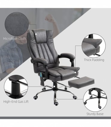 Vinsetto 6-Point Vibrating Heat Massage Chair w/ Microfibre Charcoal Grey