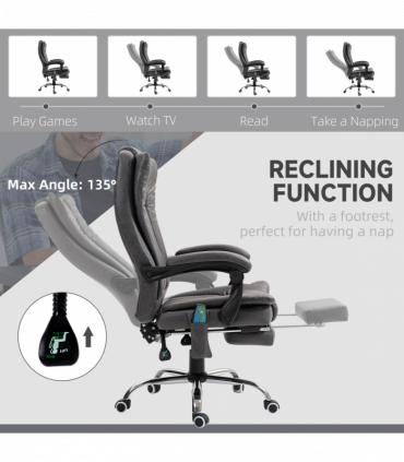 Vinsetto 6-Point Vibrating Heat Massage Chair w/ Microfibre Charcoal Grey