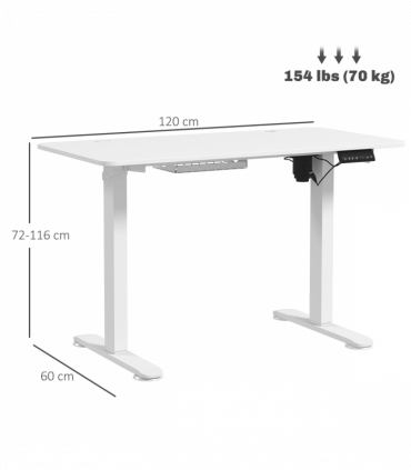 Vinsetto Adjustable Desk, Electric Standing Desk for Home Office, White