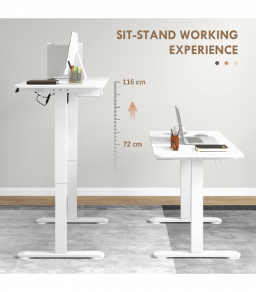 Vinsetto Adjustable Desk, Electric Standing Desk for Home Office, White