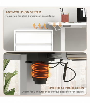 Vinsetto Adjustable Desk, Electric Standing Desk for Home Office, White