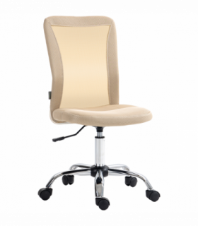 Vinsetto Armless Office Chair with Adjustable Height Mesh Back Wheels Beige