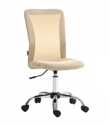 Vinsetto Armless Office Chair with Adjustable Height Mesh Back Wheels Beige
