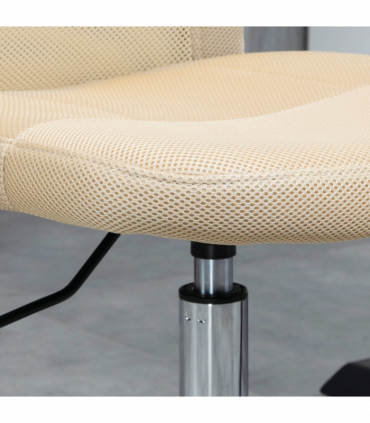 Vinsetto Armless Office Chair with Adjustable Height Mesh Back Wheels Beige