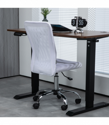Vinsetto Armless Office Chair with Adjustable Height Mesh Back Wheels White
