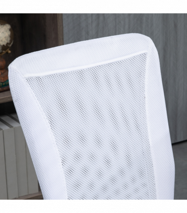 Vinsetto Armless Office Chair with Adjustable Height Mesh Back Wheels White