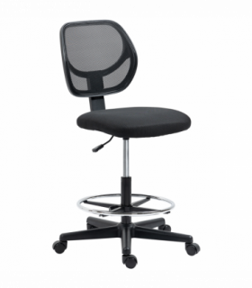 Vinsetto Draughtsman Chair Tall Office Chair w/ Adjustable Footrest Ring Black