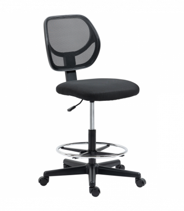 Vinsetto Draughtsman Chair Tall Office Chair w/ Adjustable Footrest Ring Black