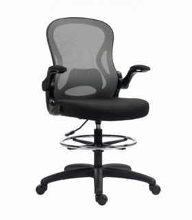 Vinsetto Draughtsman Chair Tall Office Chair w/ Adjustable Footrest, Dark Grey