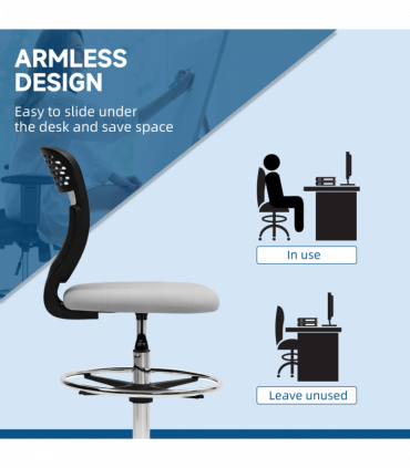 Vinsetto Draughtsman Chair, Office Chair with Wheels, Light Grey