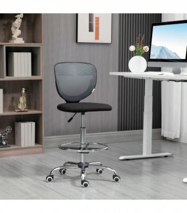 Vinsetto Draughtsman Chair, Tall Office Chair with Lumbar Support, Grey