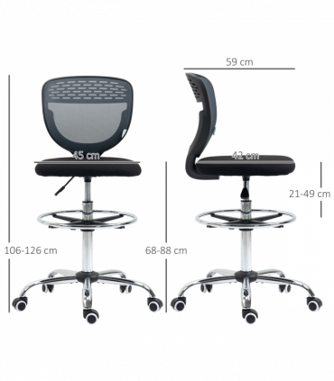 Vinsetto Draughtsman Chair, Tall Office Chair with Lumbar Support, Grey