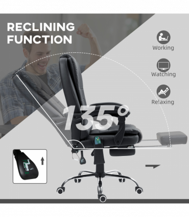 Vinsetto Ergonomic Heated 6 Points Vibration Massage Office Chair Black