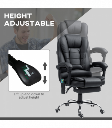 Vinsetto Ergonomic Heated 6 Points Vibration Massage Office Chair Black