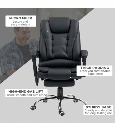 Vinsetto Ergonomic Heated 6 Points Vibration Massage Office Chair Black