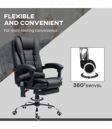 Vinsetto Ergonomic Heated 6 Points Vibration Massage Office Chair Black