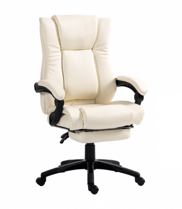 Vinsetto Executive Home Office Chair High Back Recliner, with Foot Rest, Cream