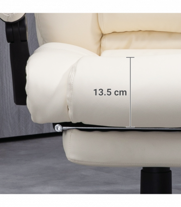 Vinsetto Executive Home Office Chair High Back Recliner, with Foot Rest, Cream