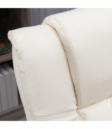 Vinsetto Executive Home Office Chair High Back Recliner, with Foot Rest, Cream