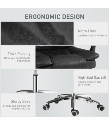 Vinsetto Executive Office Chair Computer Desk Chair for Home w/ Footrest, Black