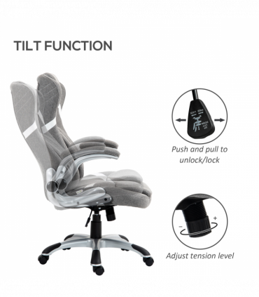 Vinsetto Fabric Office Desk Chair with Adjustable Height Tilt Function Grey