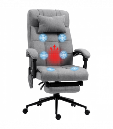 Vinsetto Fabric Vibration Massage Office Chair with Heat, Head Pillow, Grey