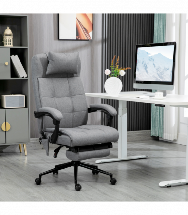 Vinsetto Fabric Vibration Massage Office Chair with Heat, Head Pillow, Grey