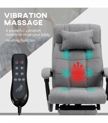 Vinsetto Fabric Vibration Massage Office Chair with Heat, Head Pillow, Grey