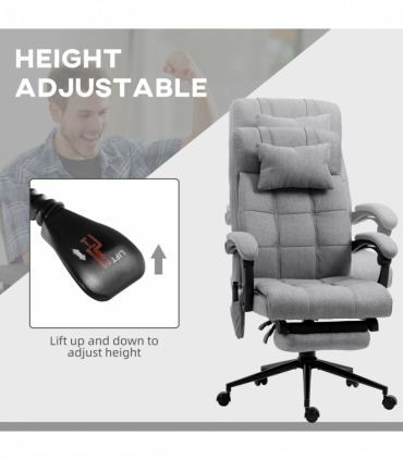 Vinsetto Fabric Vibration Massage Office Chair with Heat, Head Pillow, Grey
