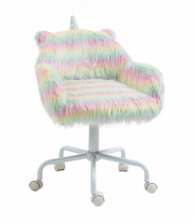 Vinsetto Faux Fur Unicorn Desk Chair Fluffy Home Office Chair with Armrests