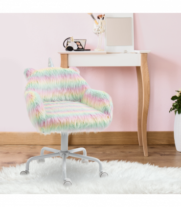 Vinsetto Faux Fur Unicorn Desk Chair Fluffy Home Office Chair with Armrests