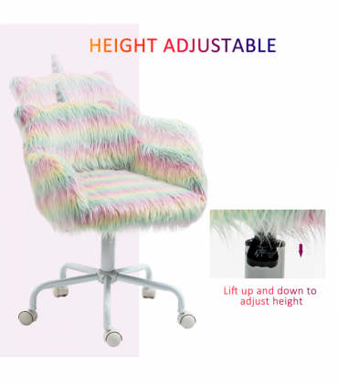 Vinsetto Faux Fur Unicorn Desk Chair Fluffy Home Office Chair with Armrests