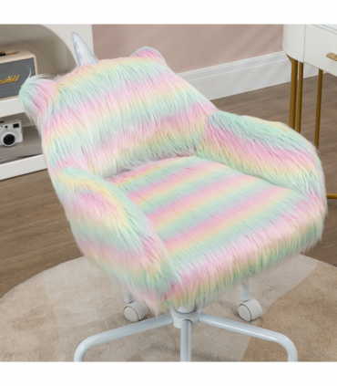 Vinsetto Faux Fur Unicorn Desk Chair Fluffy Home Office Chair with Armrests