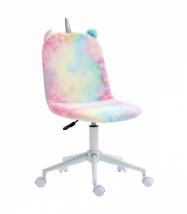 Vinsetto Fluffy Unicorn Office Chair w/ Swivel Wheel, Cute Desk Chair, Rainbow
