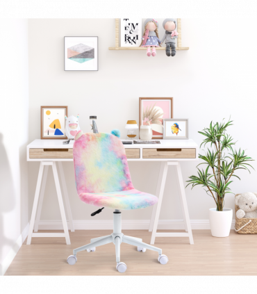 Vinsetto Fluffy Unicorn Office Chair w/ Swivel Wheel, Cute Desk Chair, Rainbow