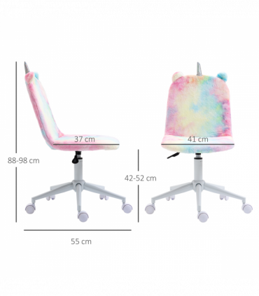 Vinsetto Fluffy Unicorn Office Chair w/ Swivel Wheel, Cute Desk Chair, Rainbow