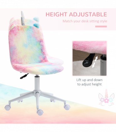 Vinsetto Fluffy Unicorn Office Chair w/ Swivel Wheel, Cute Desk Chair, Rainbow